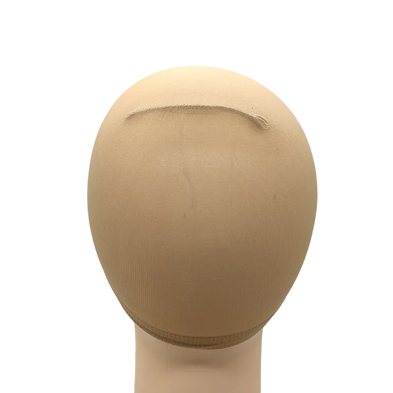 قبعات شعر مستعار شبكية قابلة للتمدد مكونة من قطعتين - شبكة دانتيل بدون خياطة بلون البشرة لصنع الشعر، قاعدة فروة الرأس غير مرئية باللون الأسود/البني (قابلة للتنفس)