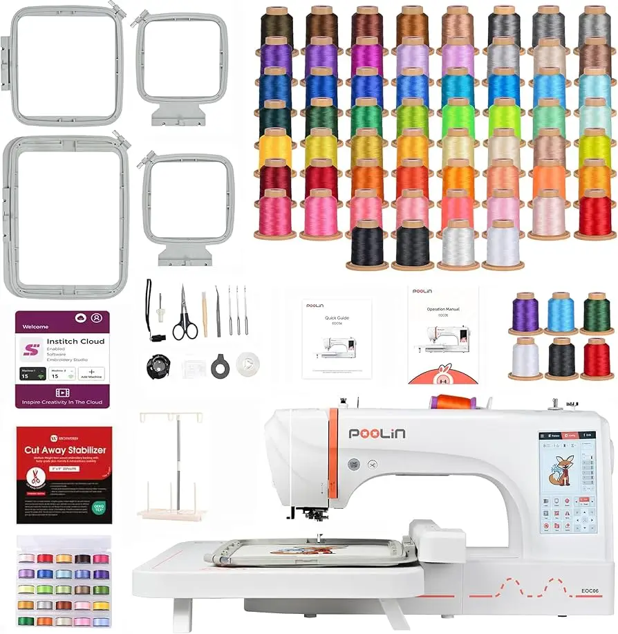 

СКИДКА на вышивальную машину OOLIN EOC06, 7-дюймовый сенсорный экран, область вышивки 7,9x11 дюймов, компьютеризированная домашняя вышивальная машина.