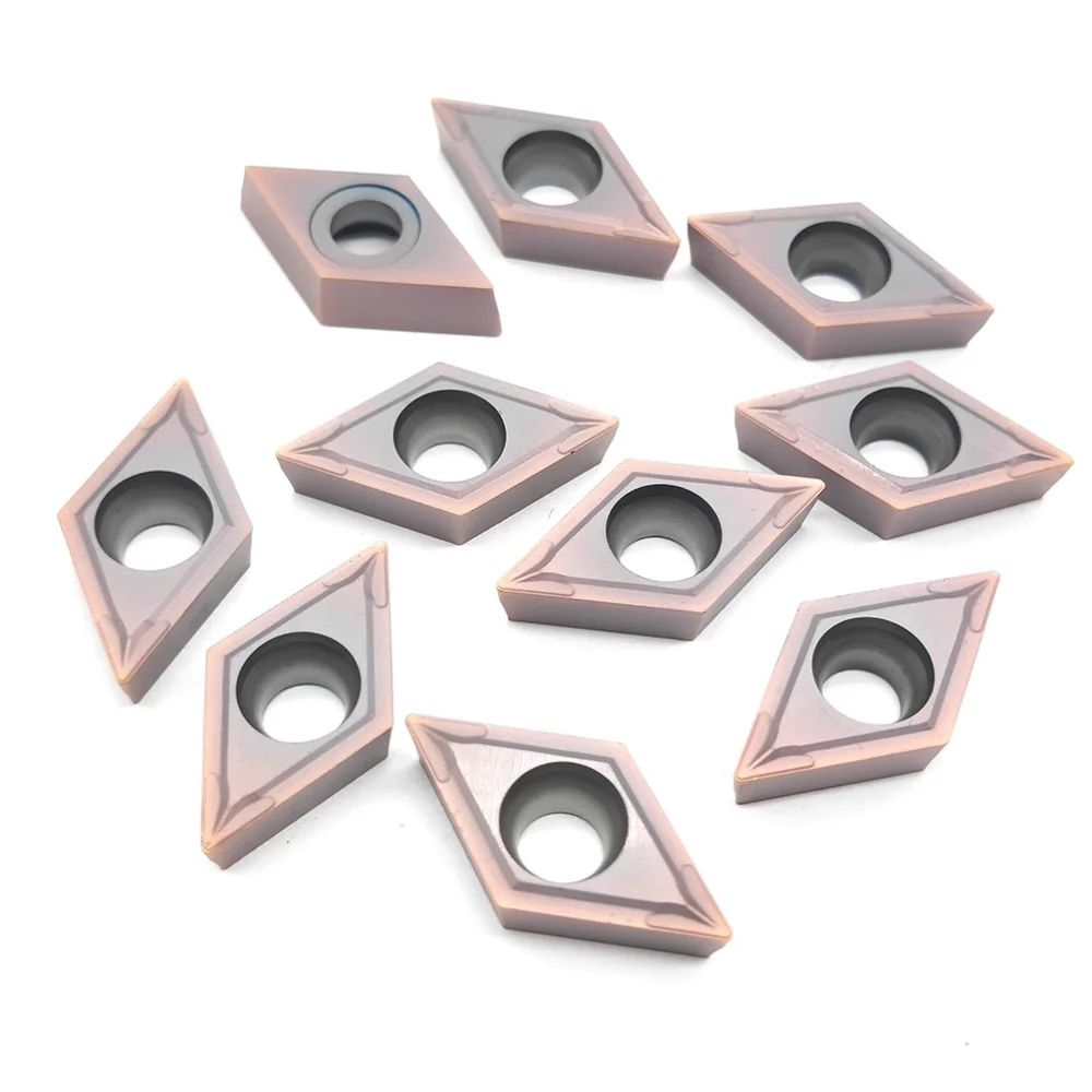 10pcs Carbide Turning Inserts DCMT11T304 UE6020 for Indexable Lathe Turning Tool Holder CNC Lathe Replacement Cutters