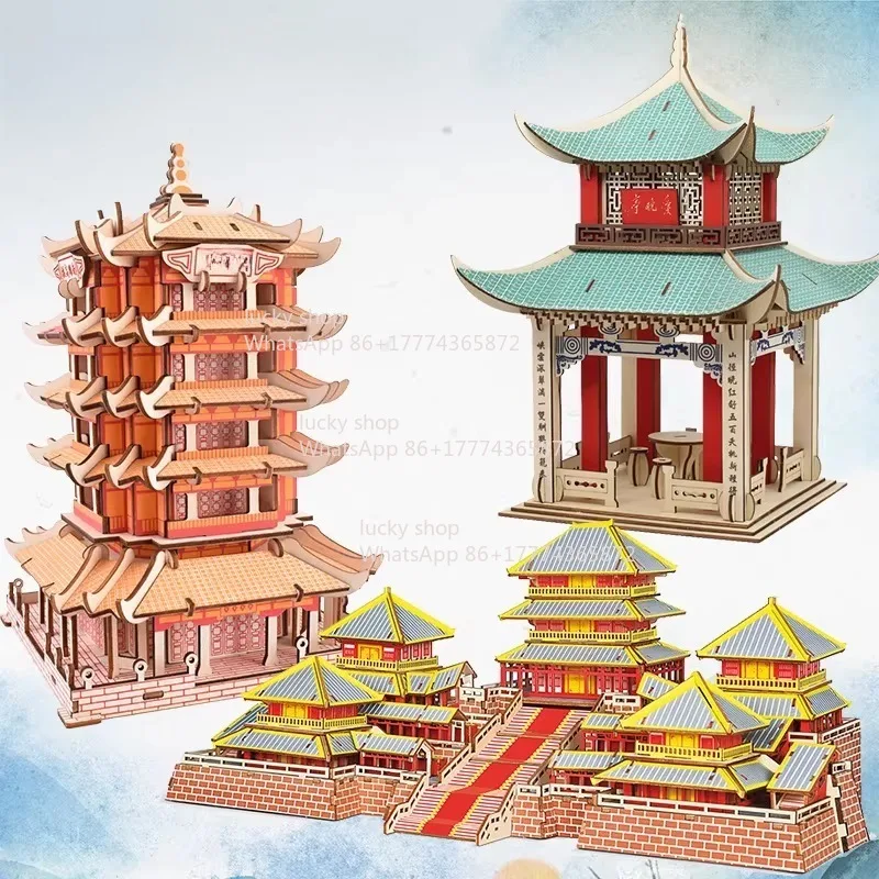 Mortise and Tenon Ancient Building Wood, Assembly Puzzle Pavilion Wooden Gift