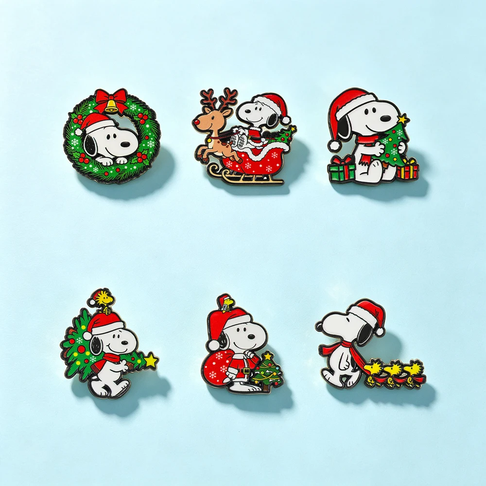 Image of 6-teiliges Snoopy Emaille-Pin-Set Cartoon Charlie Brown Woodstock Broschen Anstecknadeln für Rucksack Kleidung Abzeichen Süßes Fangeschenk