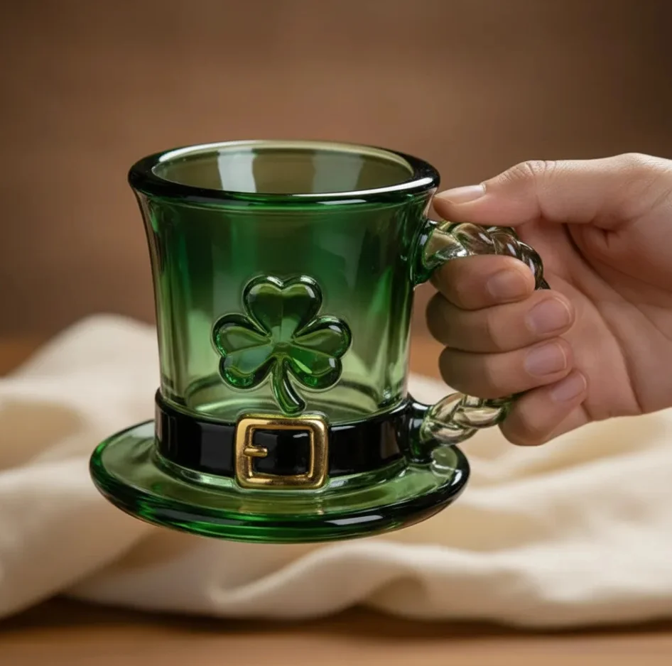 Eye-catching decorative drinking glass, creates wonderful Irish festival atmosphere for your party table display.