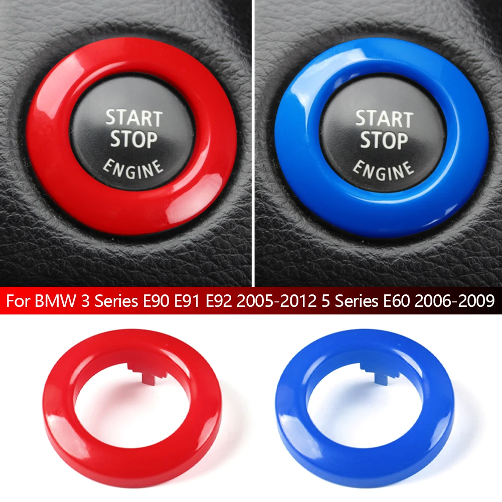 Car Engine Start Stop Button Cover＆Outer Ring Frame Replacement For BMW 1 3 5 Series X1 X3 X5 M5 E87 E81 E90 E91 E92 E89 E60 E83