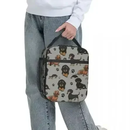 

Dachshund Dog Cartoon Insulated Lunch Bags Large Wiener Sausage Lunch Container Thermal Bag Tote Lunch Box School Outdoor Women