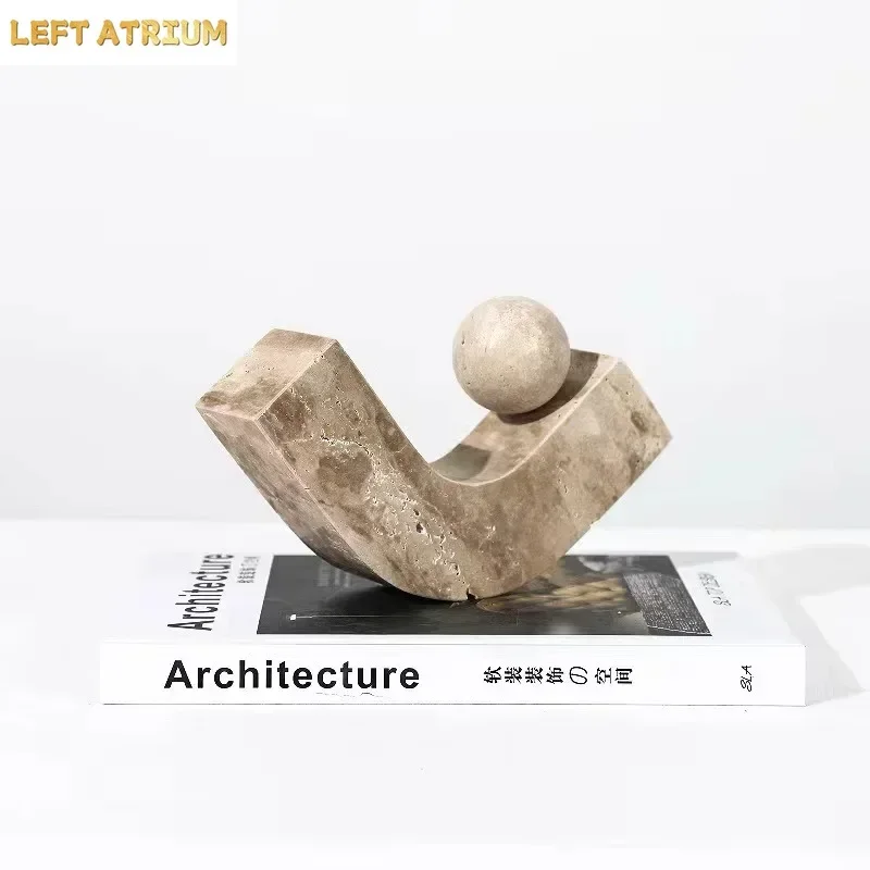 Geometric Arc Natural Stone Ornaments Modern Crafts Desk Decoration Creative Geometry Artwork Statue Room Aesthetics Decor