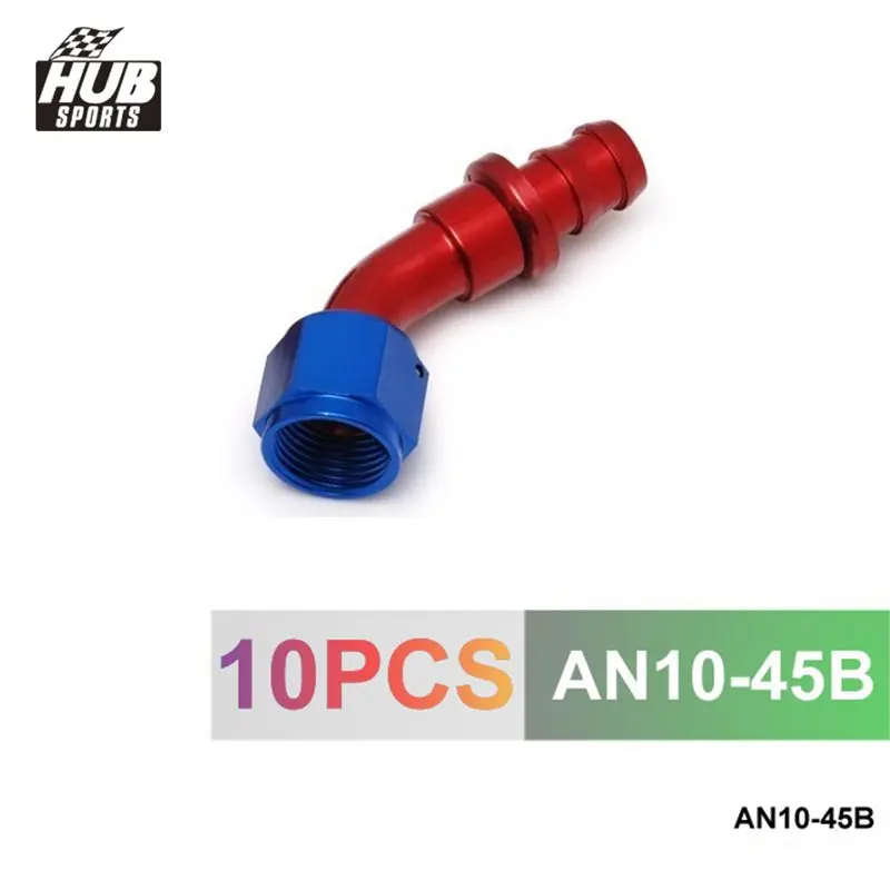 10pcs /set 45 Degree High Performance AN-10 Hose End Fitting Aluminum Oil cooler hose fitting HU-AN10-45B