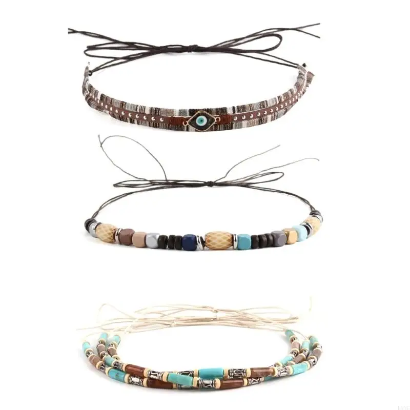 

L5YC Hat Belt Stones Turquoises Cowboy Hat Belt for Women Men Pnama Hat Multifunctional Hat Companion Belt
