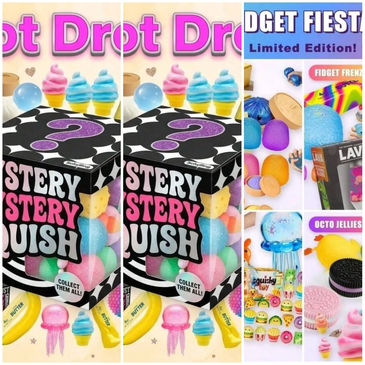 

Party Favor Squishy Mystery Box with 3 Unique Random Items for Fun Stress Relief Surprise