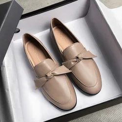 TOPHQWS Vintage British Style Women Loafers High Quality Soft Leather Female Shoes Casual Round Toe Slip On Flat Shoes Fashion