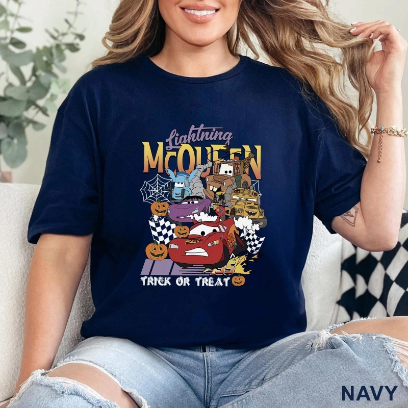 

Женская футболка с изображением автомобиля McQueen and Friends «Кошелек или жизнь» на Хэллоуин, новая летняя мужская и женская уличная одежда для пар