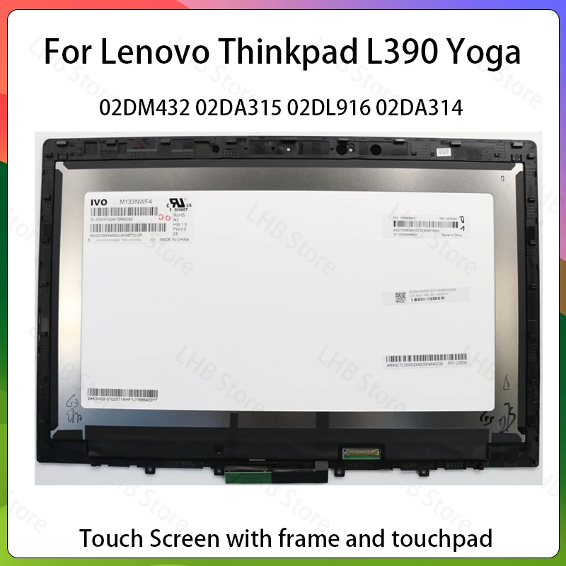

For Lenovo Thinkpad yoga L390 YOGA Screen LCD Touch Display Assembly 02DM432 02DA315 02DL916 02DA314 Replacement matrix panel
