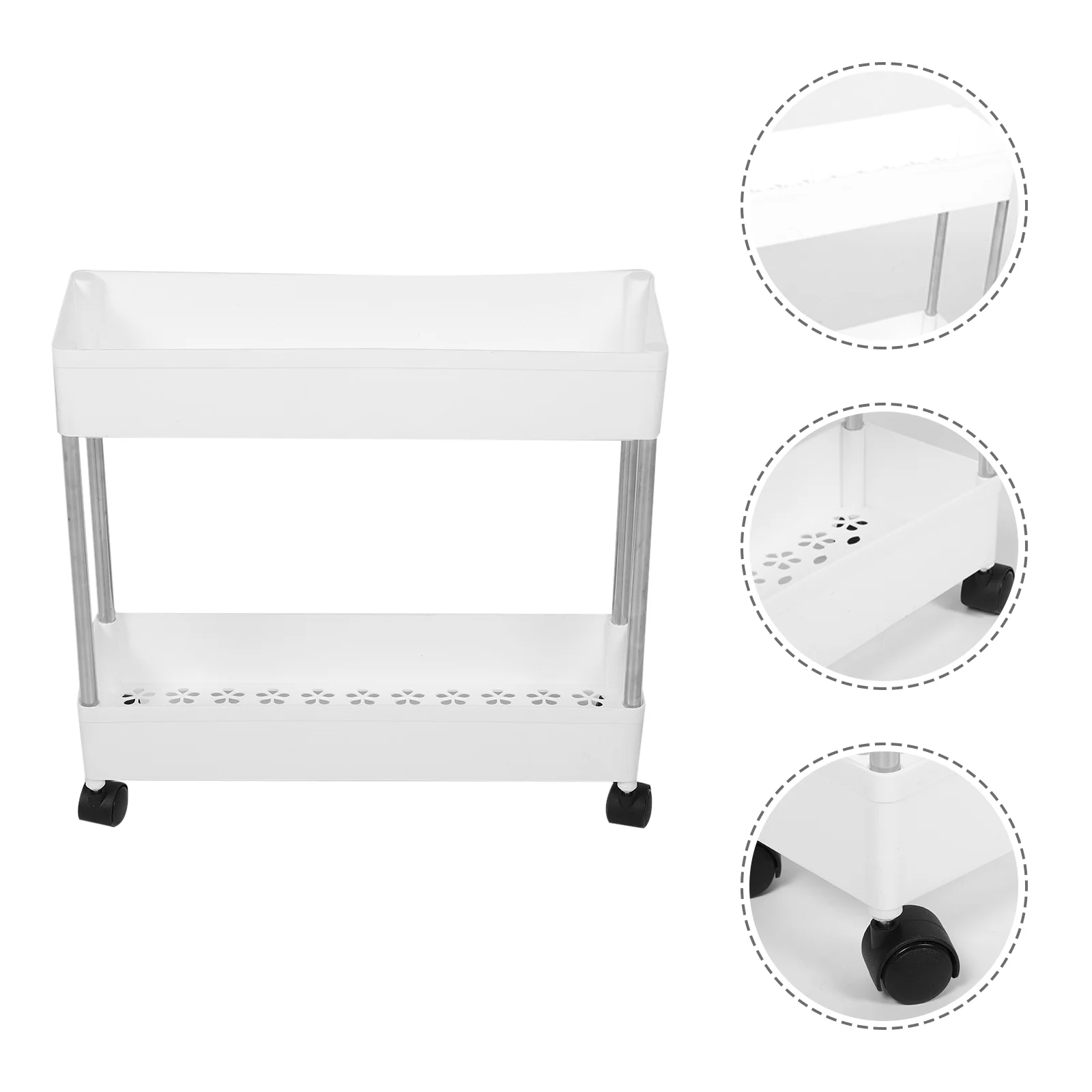 Floor Trolley Multi-layer Shelf Storage Holder Stand Locker Movable Rack Kitchen Double-layer Plastic Floor-type Bathroom