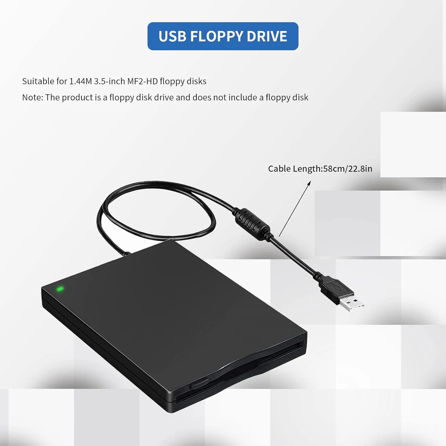 LJIAL USB Floppy Disk Reader Drive,3.5" Portable External 1.44MB FDD Diskette Drive for Windows 11/10/8/7/XP/Vista PC Laptop Mac