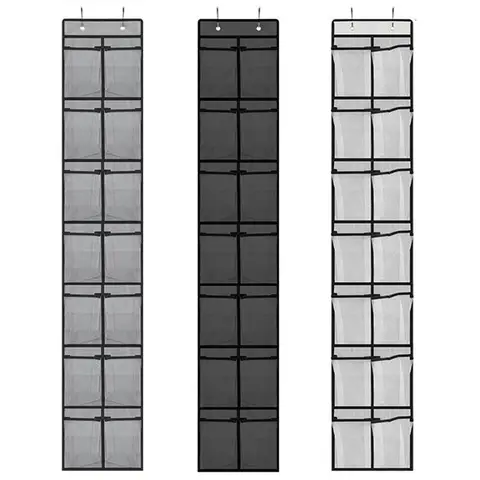 Organizador de zapatos sobre la puerta, 14 bolsillos de malla grandes, bolsa de almacenamiento para zapatero colgante para organizadores y almacenamiento de armario