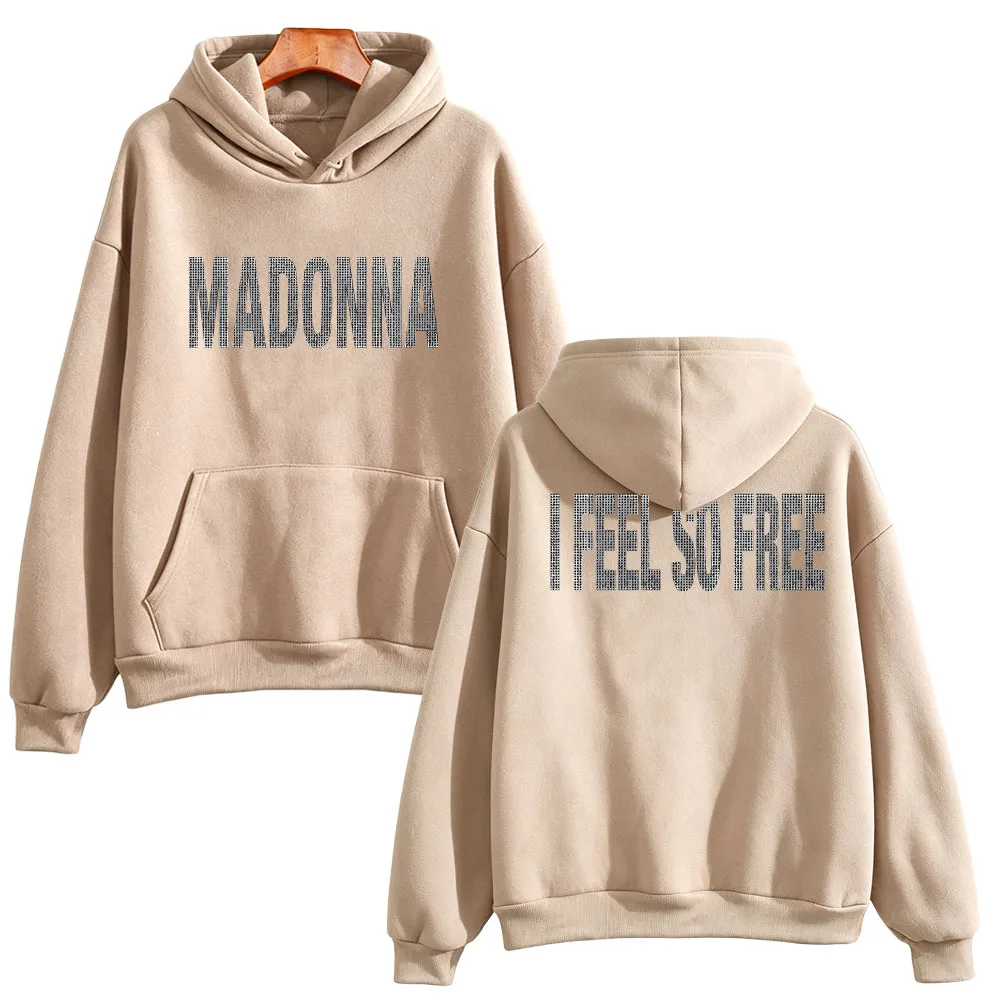 �I Feel So Free“-Kapuzenpullover mit grafischem Aufdruck, Madonna-Merchandise, Sweatshirts im Vintage-Stil für Damen und Herren, lockerer, lässiger Pullover mit Kapuze. – Detail 8