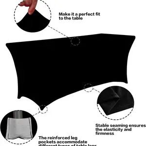 Stretch Spandex Rectangular Table Caps, Folding Tablecloth, Hotel Protector, Wedding, Cocktail, 4 FT, 6FT 10 Main Sales Tablecloth 4 Chairs - №6