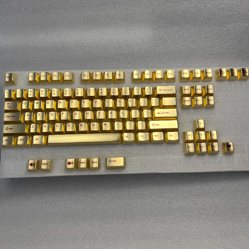 Tutup Tombol Logam Campuran Aluminium Tutup Kunci Titik Profil Ceri Kustom Tutup Tombol Desain Pengrajin Emas Cermin Emas Matte untuk Gamer