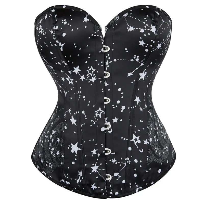 Star Moon Corsets Ingerie for Women Sexy Bustier Corselet Waist Cincher Gothic Top Strapless Tight Fitting Abdominal Vest