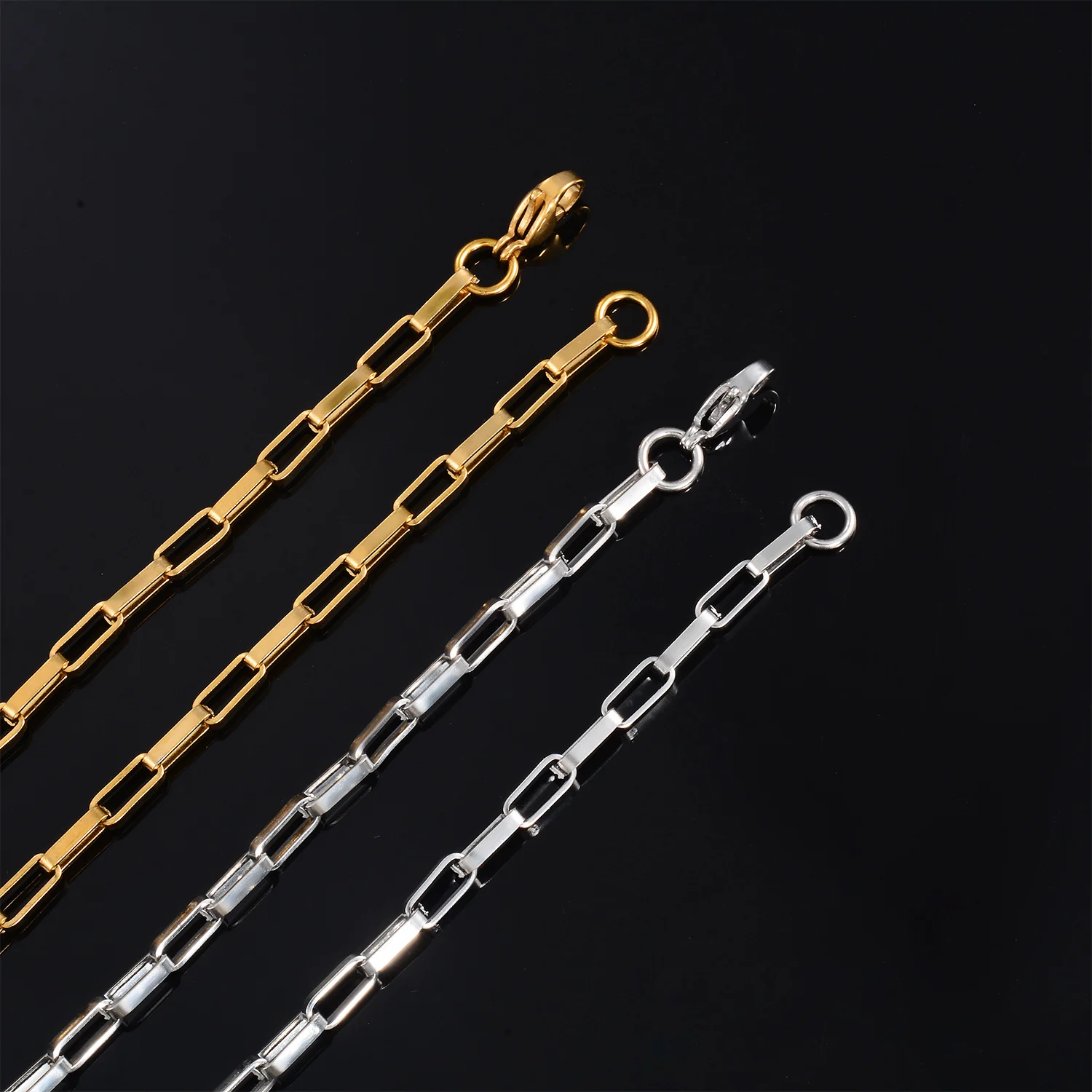 Modische Titan-Halsketten, kein Verblassen, Edelstahl, lange Kastenkette 2/2,5/3mm, massiver Metallschmuck, Geschenk – Detail 2