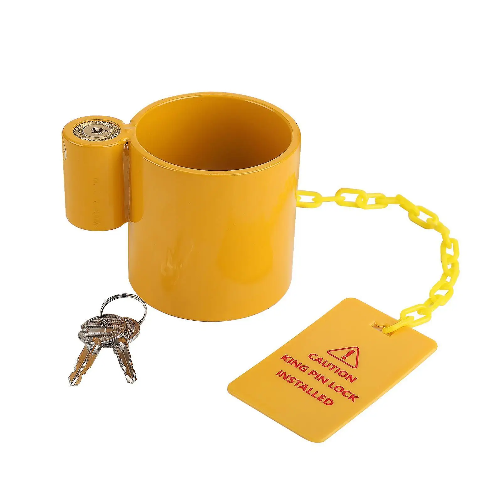 Trailer Coupler Lock Cylindrical General with Yellow Warning Sign High Strength