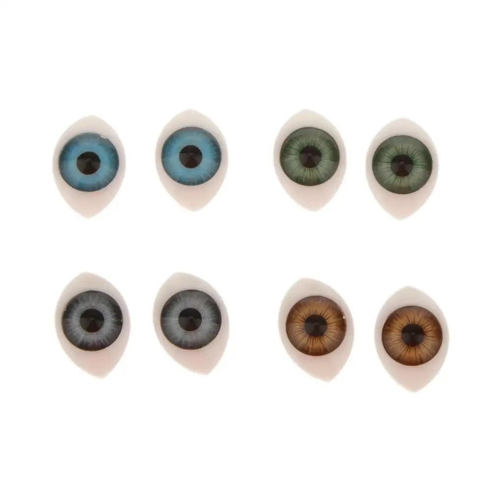 4 Pairs Ovale Platte Achterkant Plastic Ogen 5mm/6mm/7mm/8mm/9mm Iris voor Porselein of Reborn Poppen Maken DIY Benodigdheden