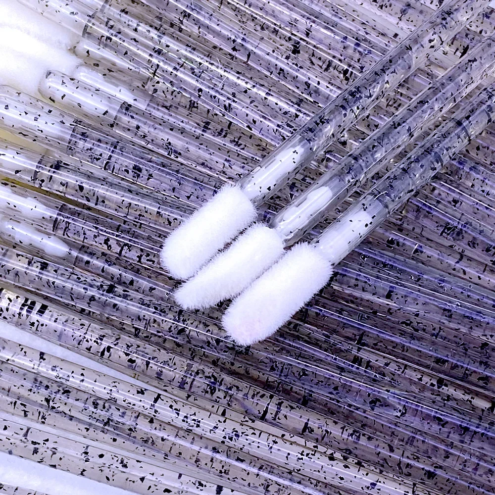 50 個クリスタルリップブラシまつげアプリケーターマスカラワンドブラシリップステッカーワンドメイクアップツールまつげエクステンション用品