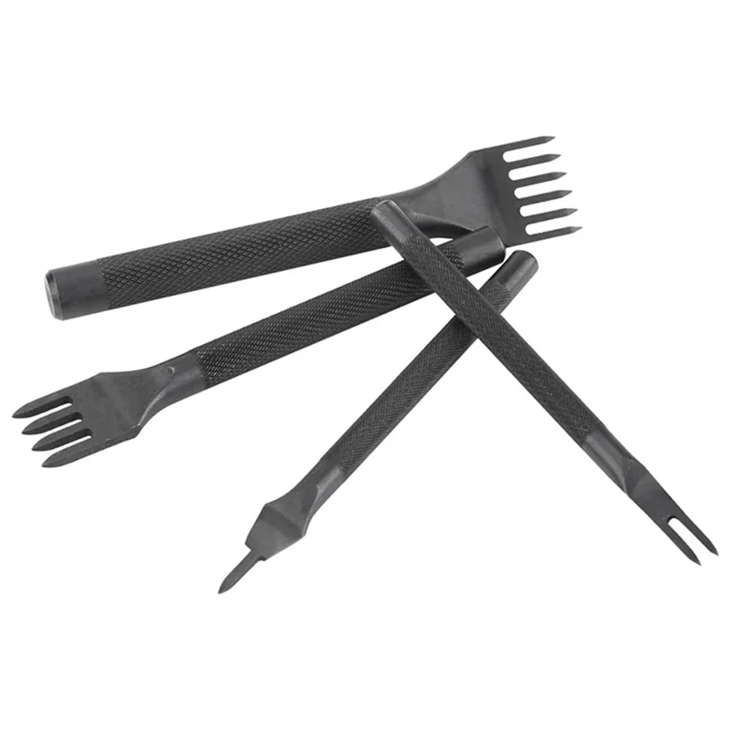 

2025 Hot Style 2X DIY Diamond Lacing Stitching Chisel Set Leather Craft Kits, Leather Craft Tooth Punching Tool 4Mm 1/2/4/6 Pron