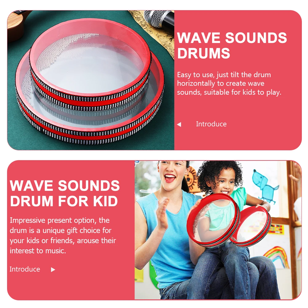 

2 Pcs Kid Sea Wave Drum Toys Kids Musical Instruments Toddler Ocean Round Sounds Drums