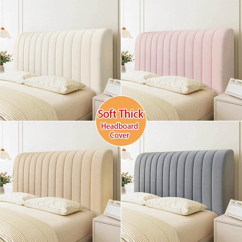 

Winter Bed Headboard Cover Luxury Soft Thick Velvet All-inclusive Solid Color Bedside Bed Back Dust Protector Home Room Bed