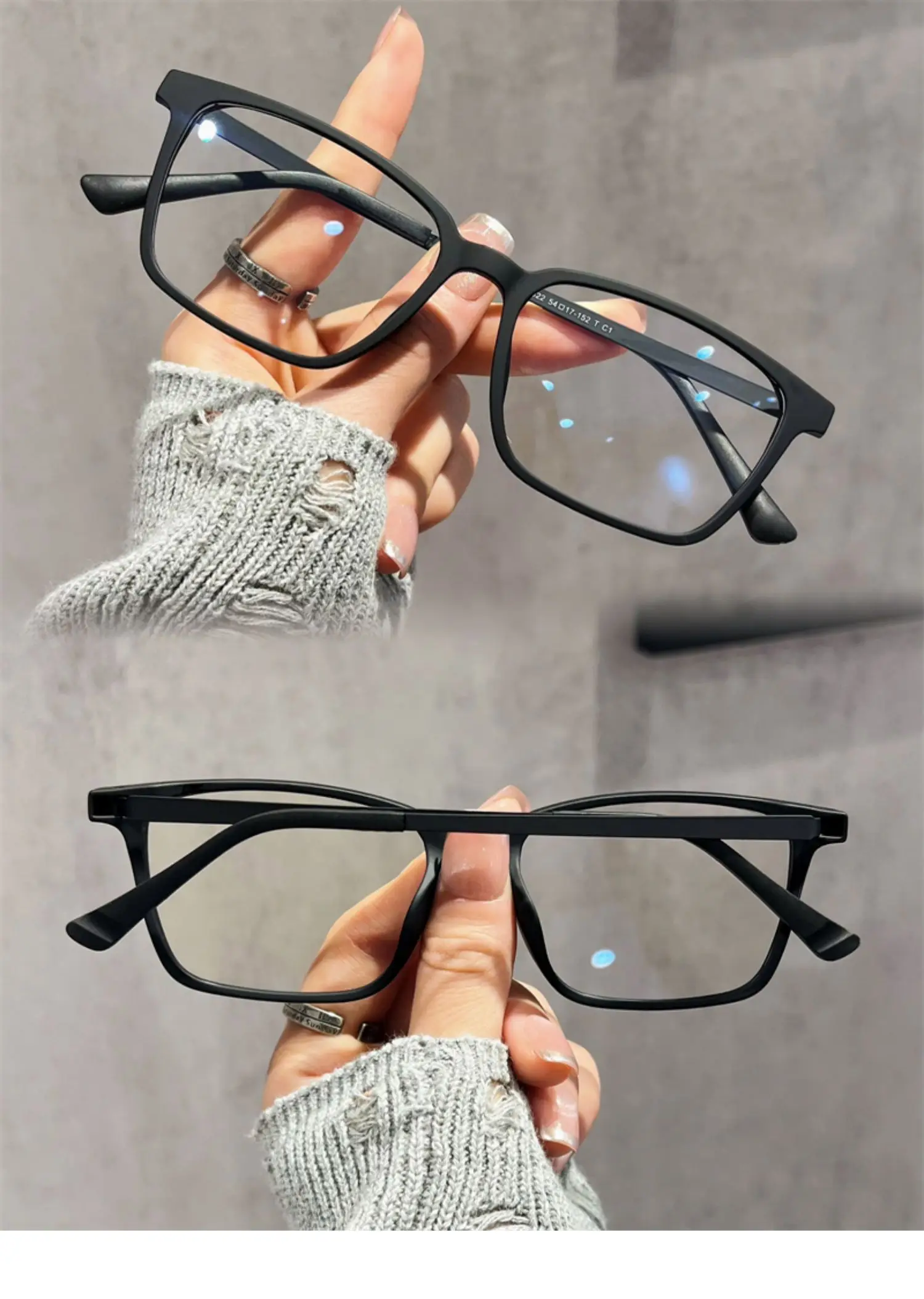 Ultraleichte Lesebrille aus Titanlegierung für Herren und Damen, Rahmen, Anti-Blaulicht-Schutz, Metall, Business, einfacher großer Rahmen – Detail 6