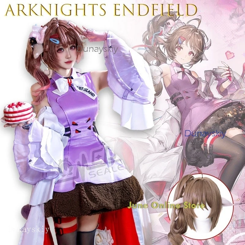 

Костюм для косплея Элдара на Хэллоуин для взрослых, Arknights, градиент волос от белого до черного, светящиеся рога Каприни, карнавал 2026