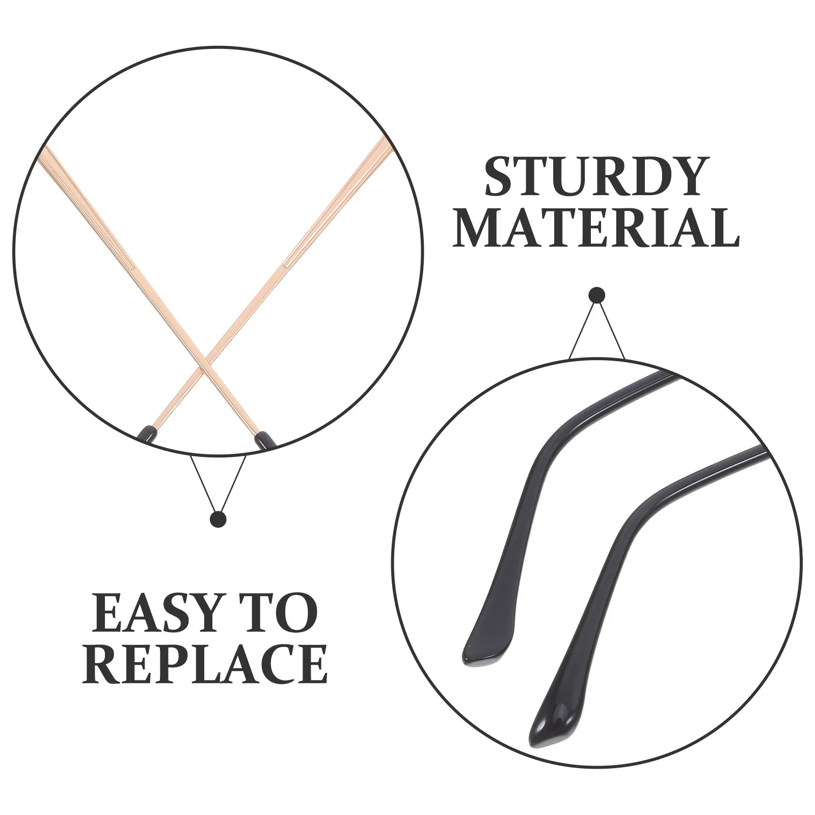 Metal Eyeglasses Temple Arms Replacement Pair Universal Fit Double Threaded Secure Elegant Finish