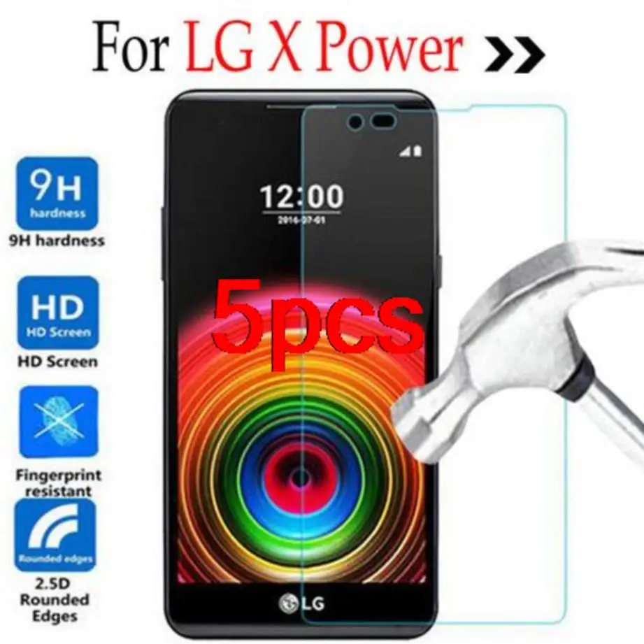 5pcs for lg x power tempered glass for lg x power screen protector for lg x power k220 k220ds glass hd protective thin film