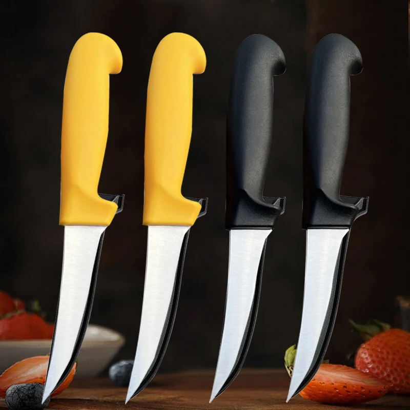 Stainless Steel Butcher Boning Knife PP Handle Kitchen Sharp Meat Cleaver Vegetable Slicing Knife Fruit Knife with Cover