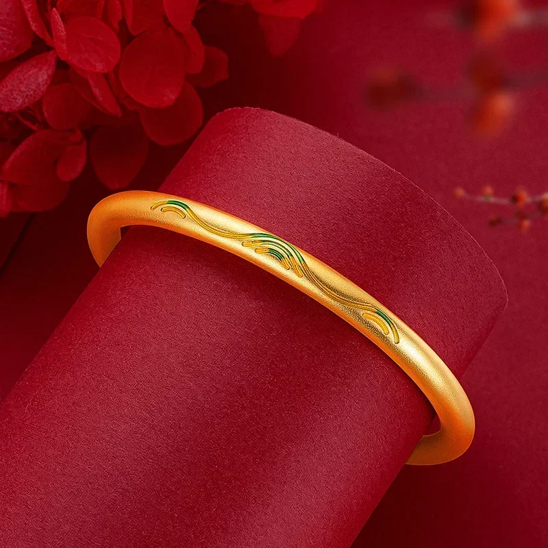 

9999 24K Real Gold Thousand Mile Country Bracelet New Chinese Ancient Method Enamel Mountain Water Pattern Inheritance for Women