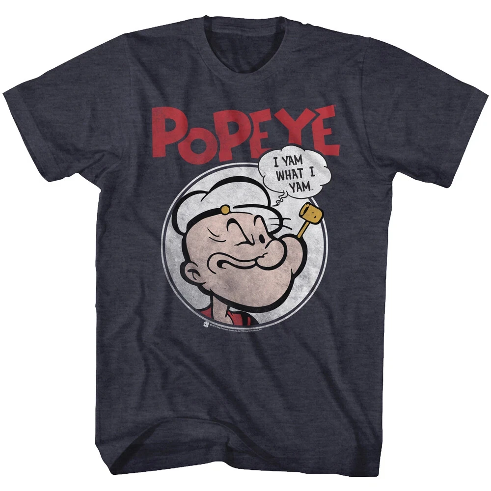 Popeye The Sailor Man klassisches Cartoon-Kreisfoto mit Pfeife Herren-T-Shirt