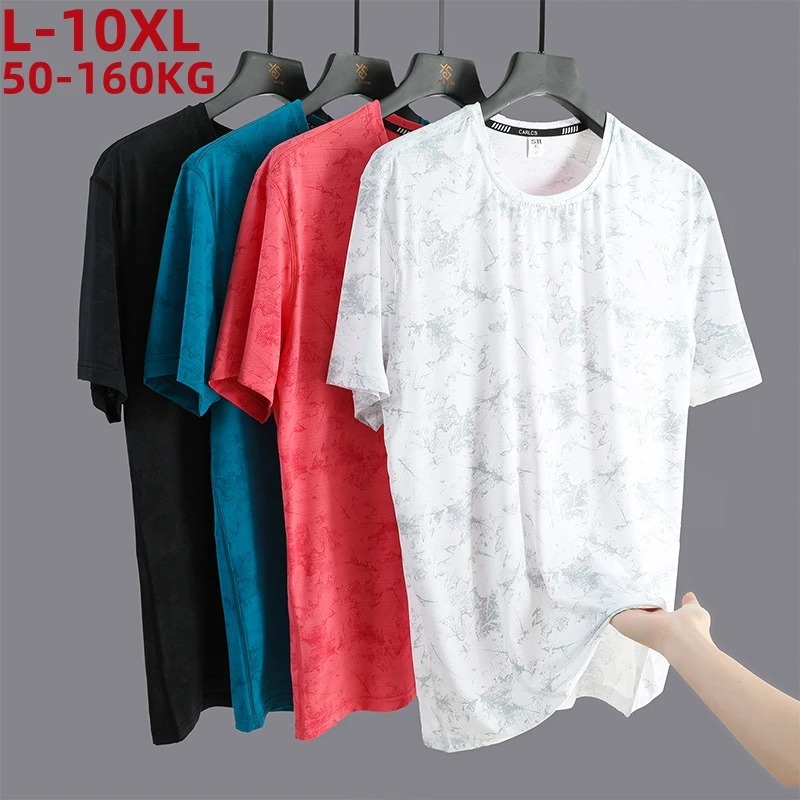 T Shirt Men Ice Quick-Drying Loose Oversized 10xl 6xl 7xl 8xl Plus Size Fitness Short Sleeve Oversize T-Shirts Summer Fashion