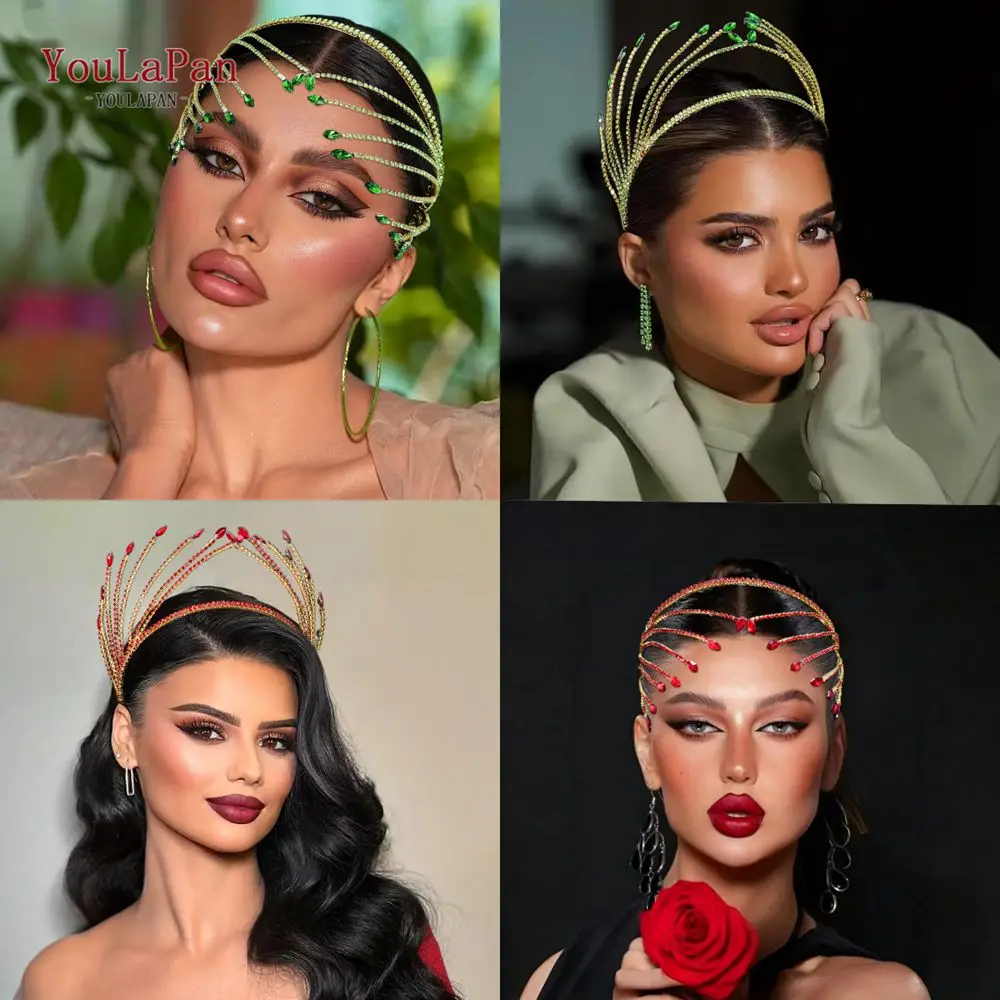 

YouLaPan Bride Crown Hair Hoop Multiple Colors Rhinestone Wedding Headband Hair Accessorie Headdress Elegant Woman Party HP640