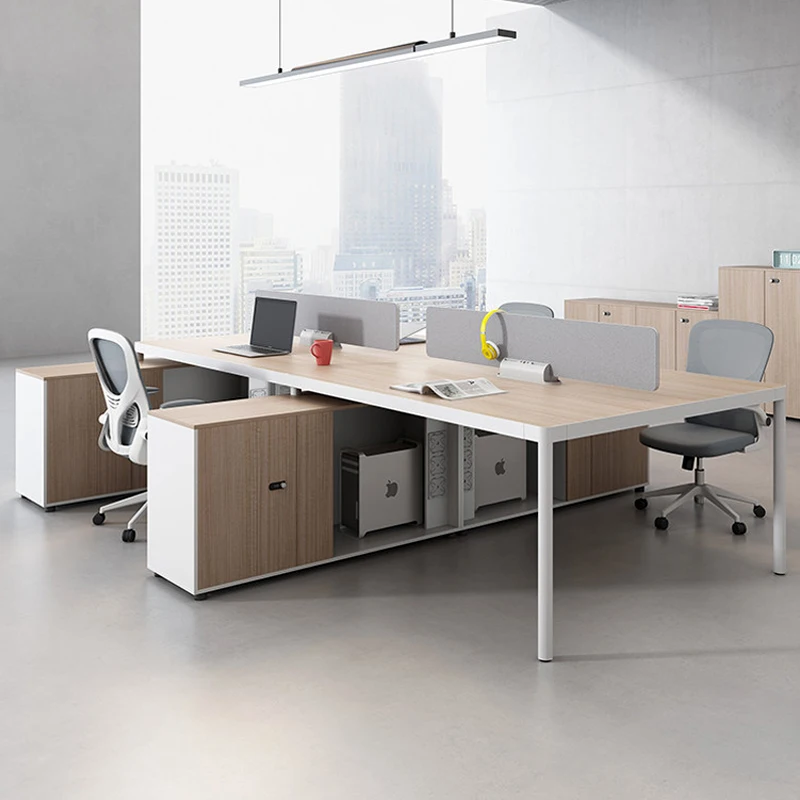 

Modern Luxury Staff Office Workstation Fashion Design Office Partition Workstation with Large Storage Cabinets