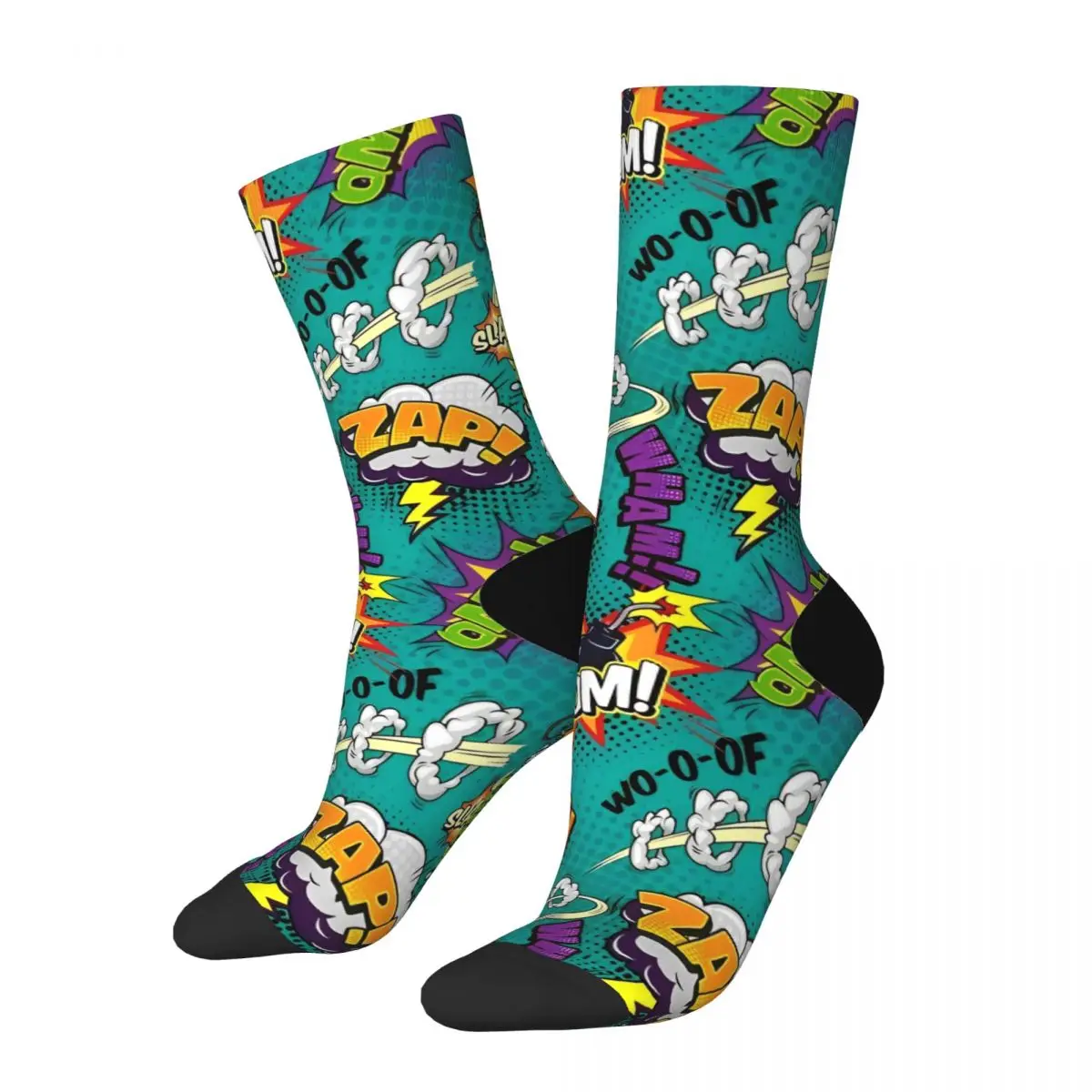 Comic Elements Seamless Pattern Design Theme All Season Socks Accessories for Unisex Non-slip Printing Socks