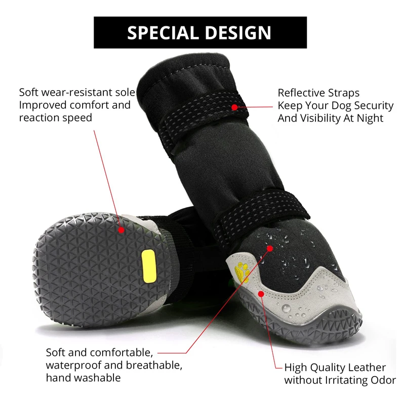 Imagem -03 - Benepaw à Prova Dcomfortable Água Cão Botas Confortáveis Anti-deslizamento Pet Sapatos Durável Tiras Reflexivas Respirável Filhote de Cachorro Pata Protetores Botas