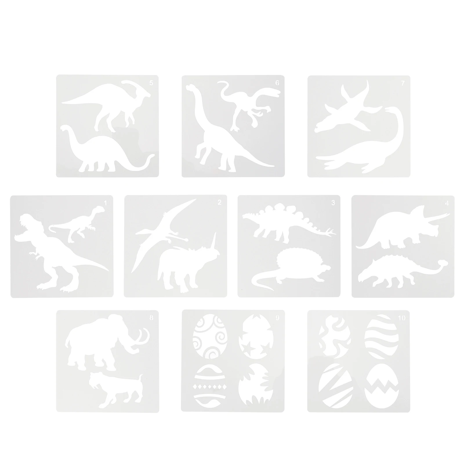 

10pcs Dinosaur Painting Template Reusable Crafts Stencils for Kids Classroom DIY Drawing Safe Creativity White Child
