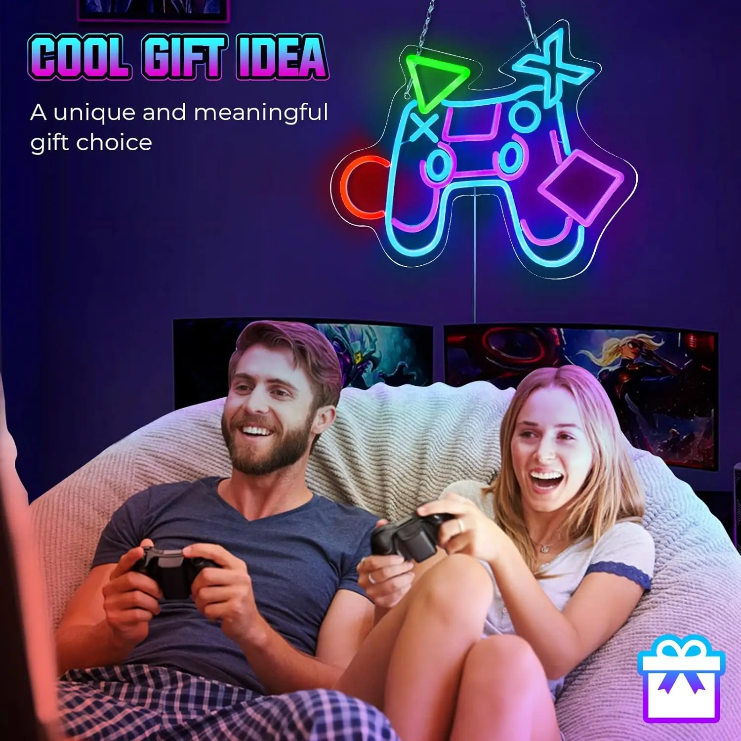 Gamepad Neon Sign for Gaming Room Custom Neon Sign LED Light Up Neon Light Sign for Gamer Room Bedroom Teen Boy Gamer Gifts