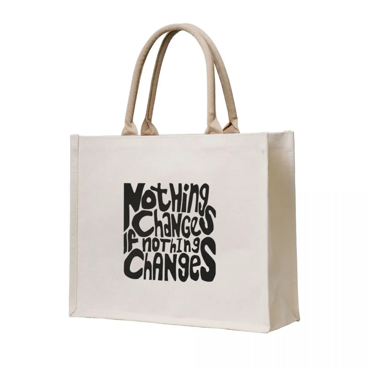 

Nothing Changes if Nothing Changes Black Hand Lettering Tote Bag shopping bag shopper bag woman cute pouch