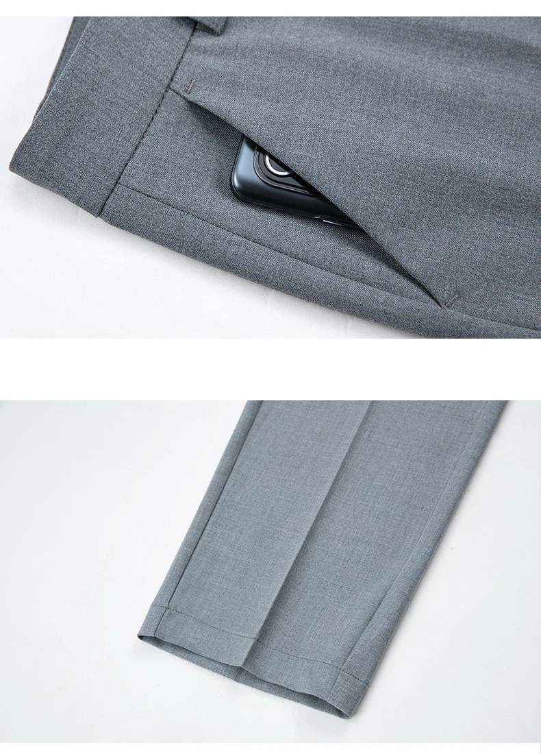 2025 Spring Fall Black Elegant Career Formal Suit Pants Women, Khaki Straight High Waist Loose Women's Work Trousers/cargo Pants