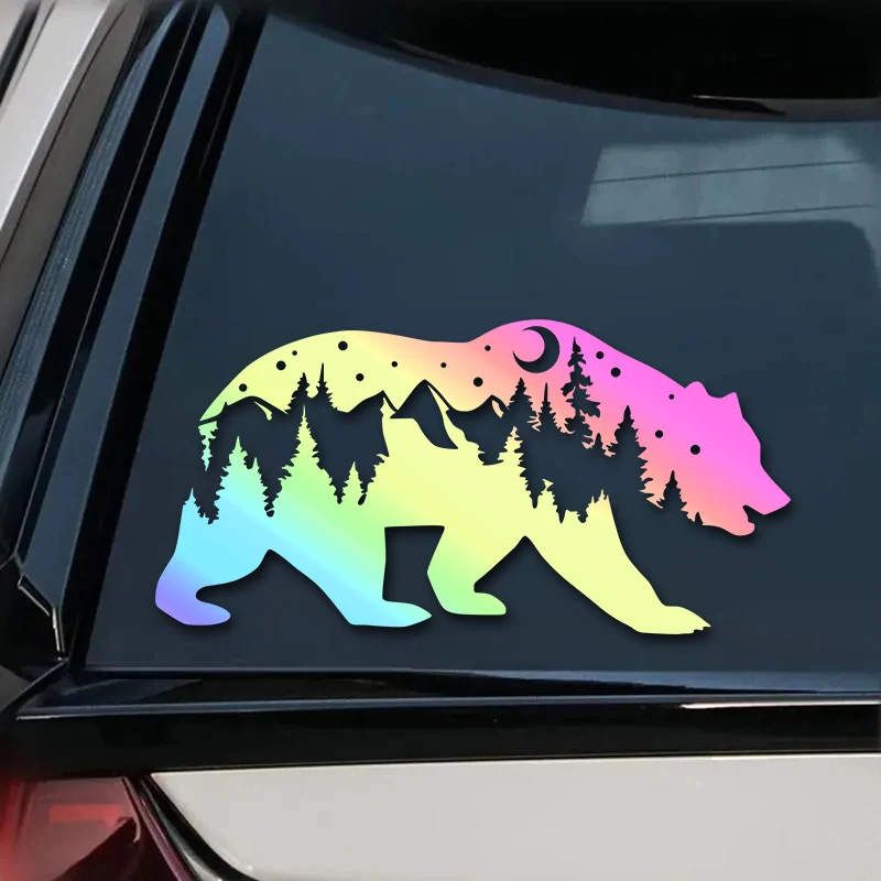 1PC Forest Bear Car Stickers Auto Window Waterproof Vinyl Decals Sunscreen Car Bumper Cover Scratches DIY Camper Van Decoration