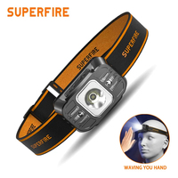 SUPERFIRE HL75 Mini LED Headlamp Rechargeable Head Light High Power Light USB C Sensor Headlight Front Light Camping Fishing