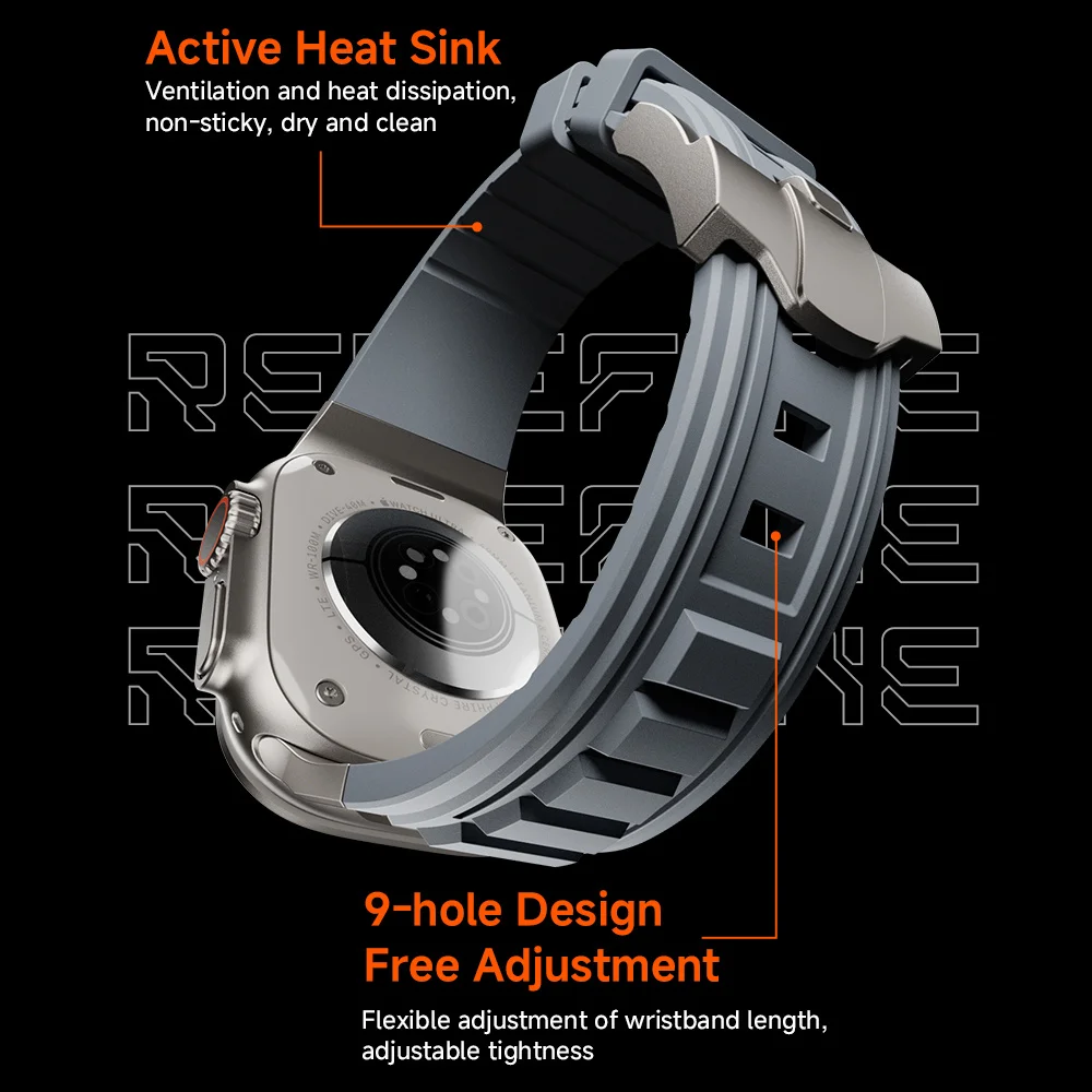 Tactical Style Strap for Apple Watch Series 9 8 7 6 5 4 for iWatch ultra2 49MM 45 44 Cool Sports Loop Strap Metal Connection