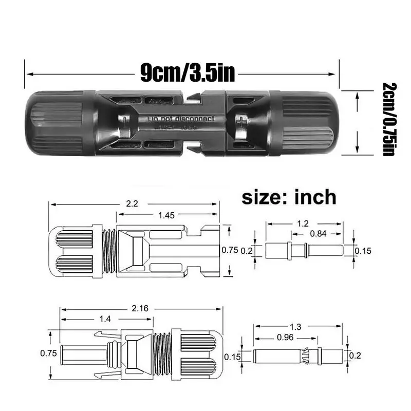 ขั้วต่อสายเคเบิลแผงโซลาร์เซลล์ 10 คู่ขั้วต่อสายเคเบิลต่อพลังงานแสงอาทิตย์ขั้วต่อกันฝุ่นกันน้ํา Solar Cable Parallel