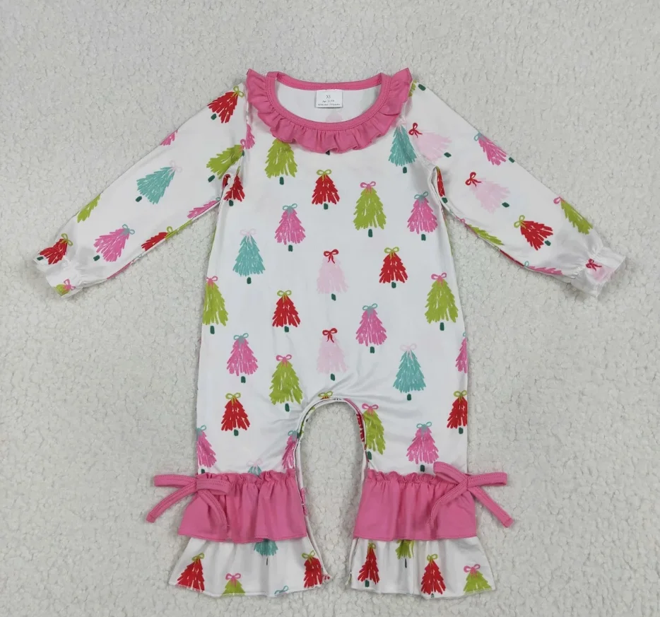 

Christmas Clothing Kids Long Sleeves Baby Girl Bows Jumpsuit Newborn Toddler Romper